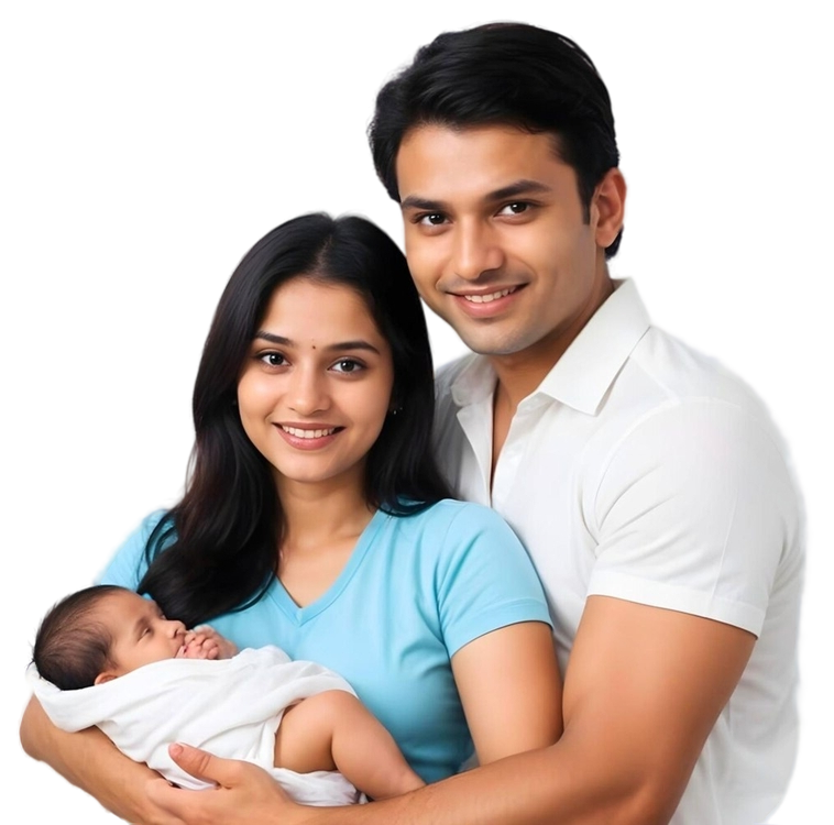 A couple holding a new born baby